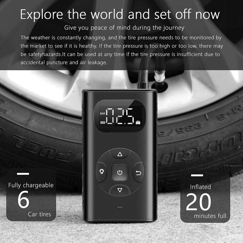 Car Electrical Air Pump Smart Air Pump Compressor Tire Inflator 5000MAh for Motorcycle Bicycle Baske
