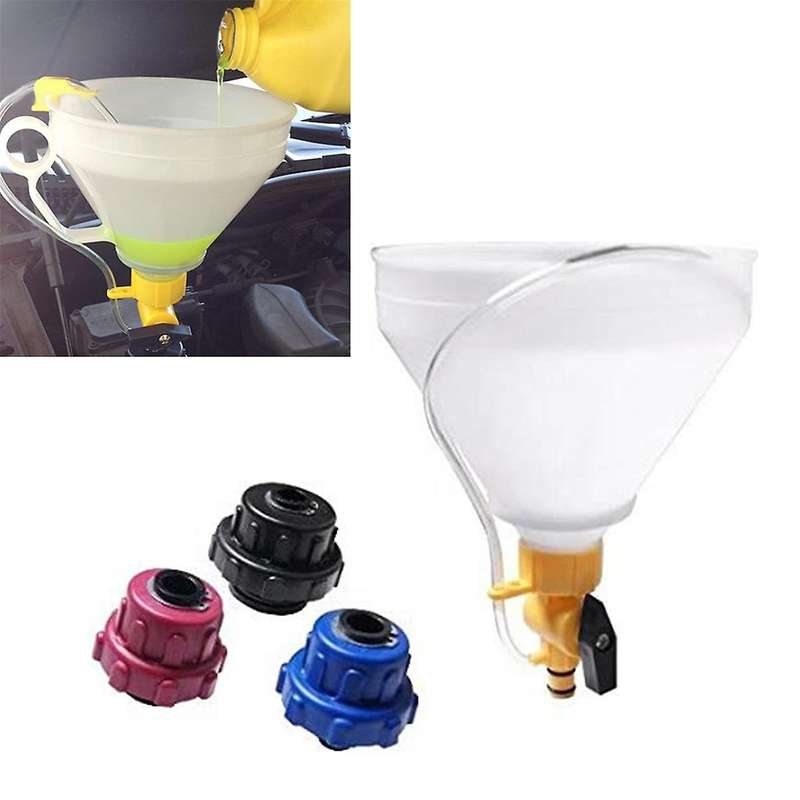 Car Engine Coolant Refilling Funnel Auto Cooling System Filling Garage Tools with 3 Adapters For