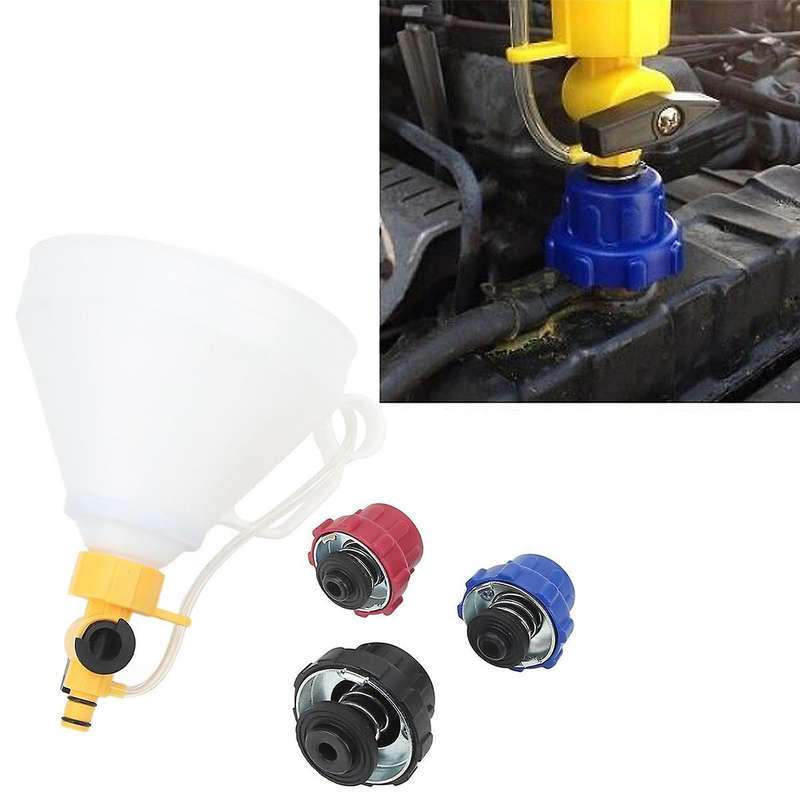 Car Engine Coolant Refilling Funnel Auto Cooling System Filling Garage Tools with 3 Adapters For