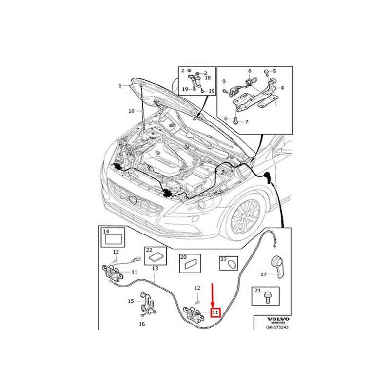 Car Engine Hood Lock Cabin Lock Door Lock Assembly for 2012-2020 V40 S60 31371016