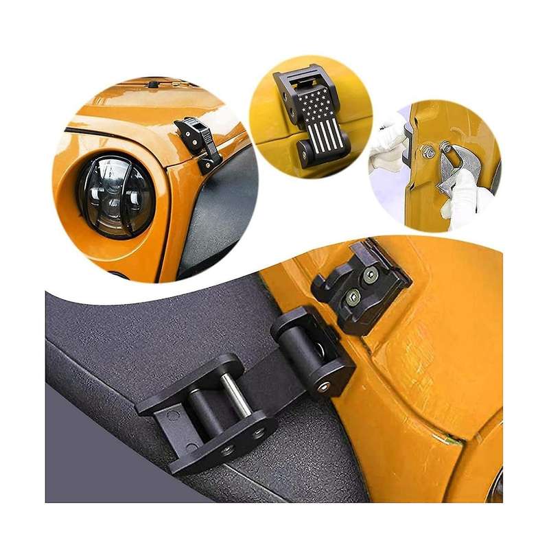 Car Engine Hood Latch Lock Catch Cover Kit for Wrangler Jk 2007-2017 Jl Jt 2018-2022 Accessories (bl
