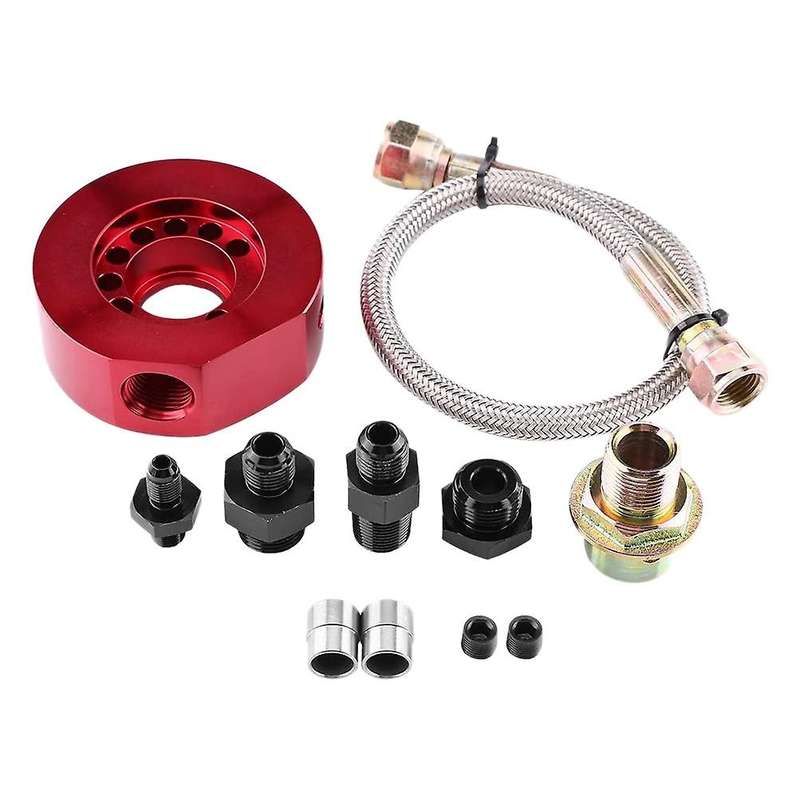 Car Engine Oil Supply Oil Filter Adapter Sandwich Plate Cooler Adapter Kit for B20 Red