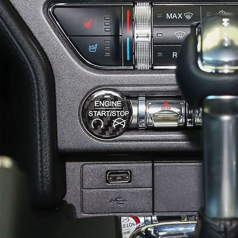 Car Engine Start Stop Button Sticker Interior Trim for 2015-2019 Carbon Fiber