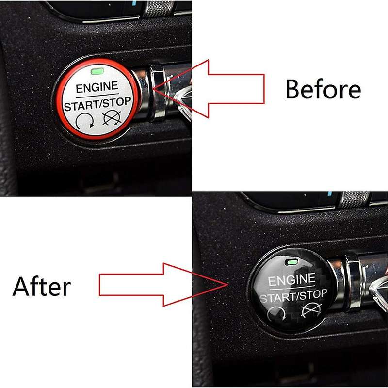Car Engine Start Stop Button Sticker Interior Trim for 2015-2019 Carbon Fiber