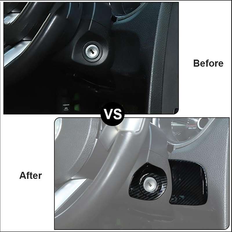 Car Engine Start Stop Ignition Decor Cover Key Jack Trim for 2010 2011 2012 2013 2014,ABS Carbon Fib
