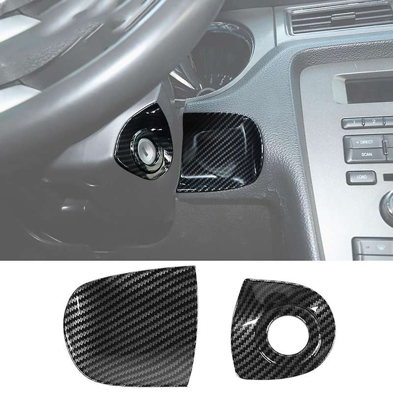 Car Engine Start Stop Ignition Decor Cover Key Jack Trim for 2010 2011 2012 2013 2014,ABS Carbon Fib