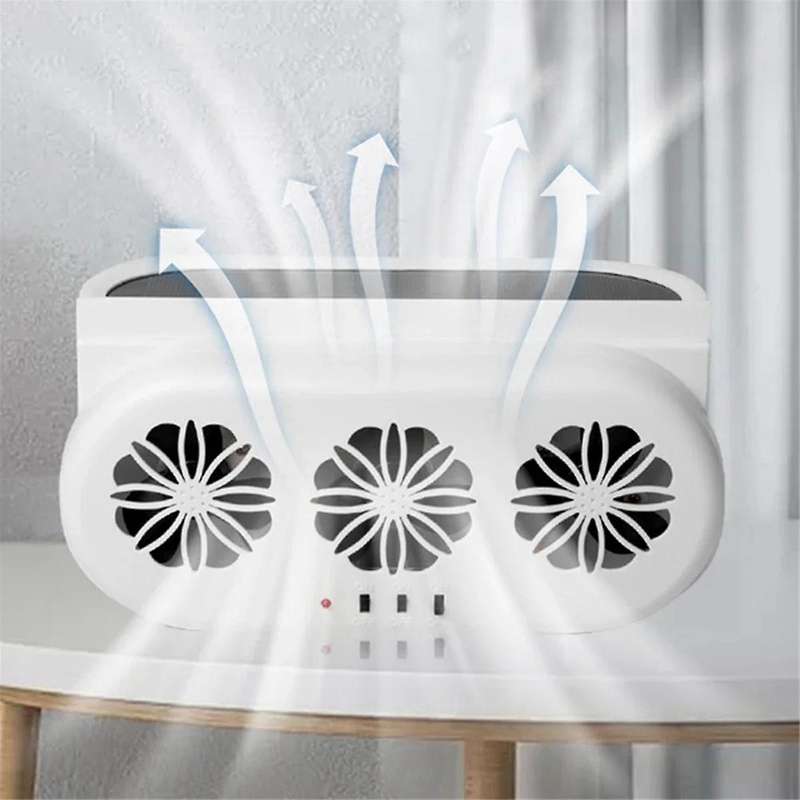 Car Exhaust Fan Solar Powered and USB Charging Window Ventilator 3 Fans Front Rear Interior Radiator