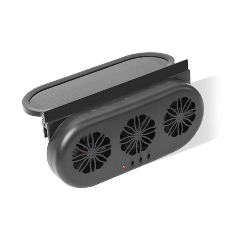 Car Exhaust Fan Solar Powered and USB Charging Window Ventilator 3 Fans Front Rear Interior Radiator