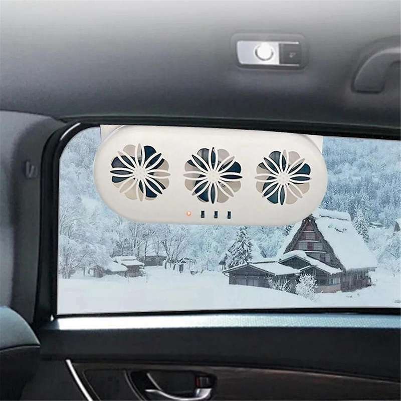 Car Exhaust Fan Solar Powered and USB Charging Window Ventilator 3 Fans Front Rear Interior Radiator