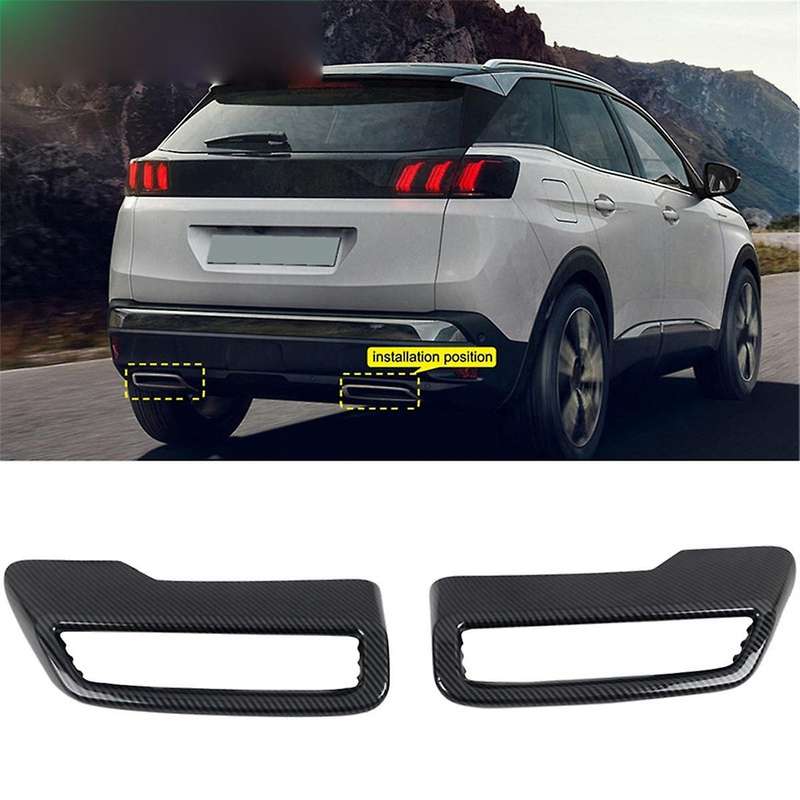 Car Exhaust Pipe Cover Rear Exhaust Muffler Pipe Tail Throat Frame for 3008 5008 2017-2020 Carbon Fi
