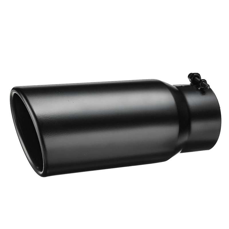 Car Exhaust Muffler 4 Inch Inlet 5 Inch Outlet Exhaust Tip Rear Pipe Tube Black Stainless Steel