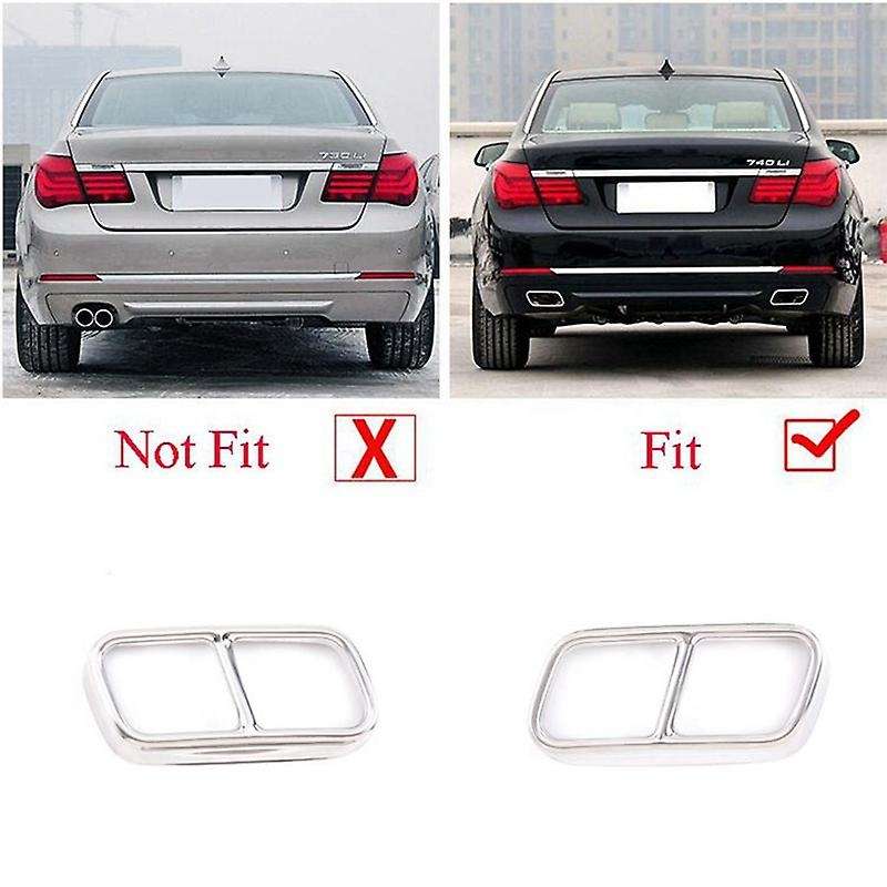 Car Exhaust Muffler Pipe Cover Trims Stainless Steel Exterior Parts for  7 Series F01 2009-2014 Silv