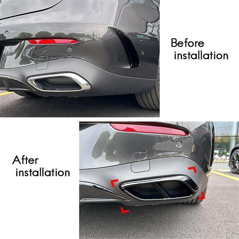 Car Exhaust Pipe Trim Cover Stickers for - CLE Coupe C236 2024+ Car Tail Throat Decor Frame Gloss Bl