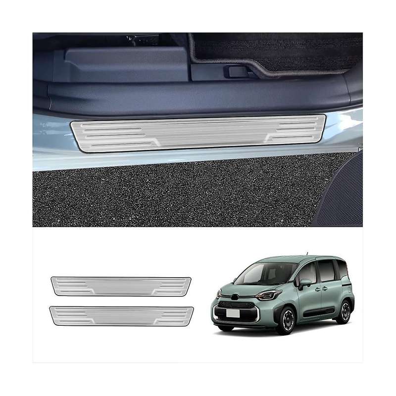 Car Exterior Sill Strip Scuff Plate Guard Pedal Protector Styling Sticker Silver for Sienta 10 Seri