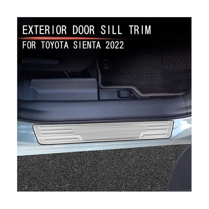 Car Exterior Sill Strip Scuff Plate Guard Pedal Protector Styling Sticker Silver for Sienta 10 Seri