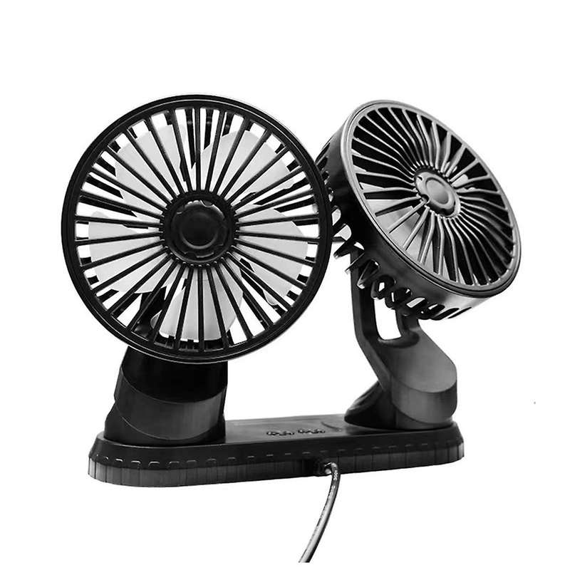 Car Fan, 360 Adjustable Dual Head USB Cooling Air Fan Low Noise Fan for Car SUV RV Truck ,with Colou