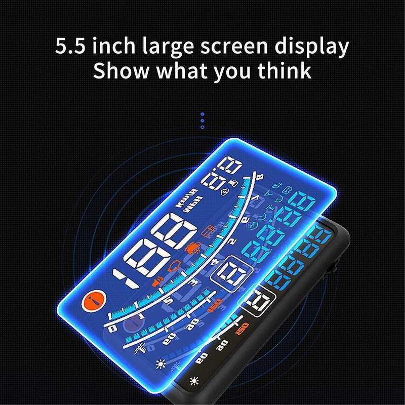 Car Flat Monitor Obdii Euobd 5.5inch Windshield Projector Hud Display Water Temperature Change Remin