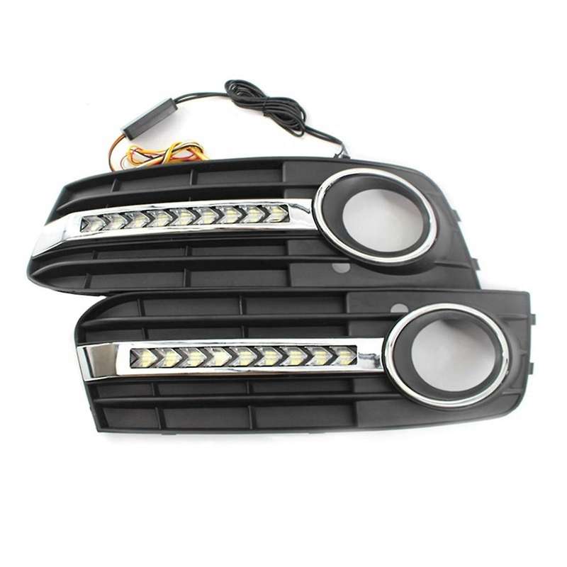Car Fluorescent Daytime Running Light Mesh Grille Fog Lamp Frame Suitable for A4 B8 2009-2011 8kd807