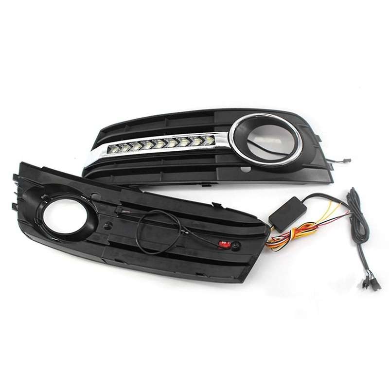 Car Fluorescent Daytime Running Light Mesh Grille Fog Lamp Frame Suitable for A4 B8 2009-2011 8kd80