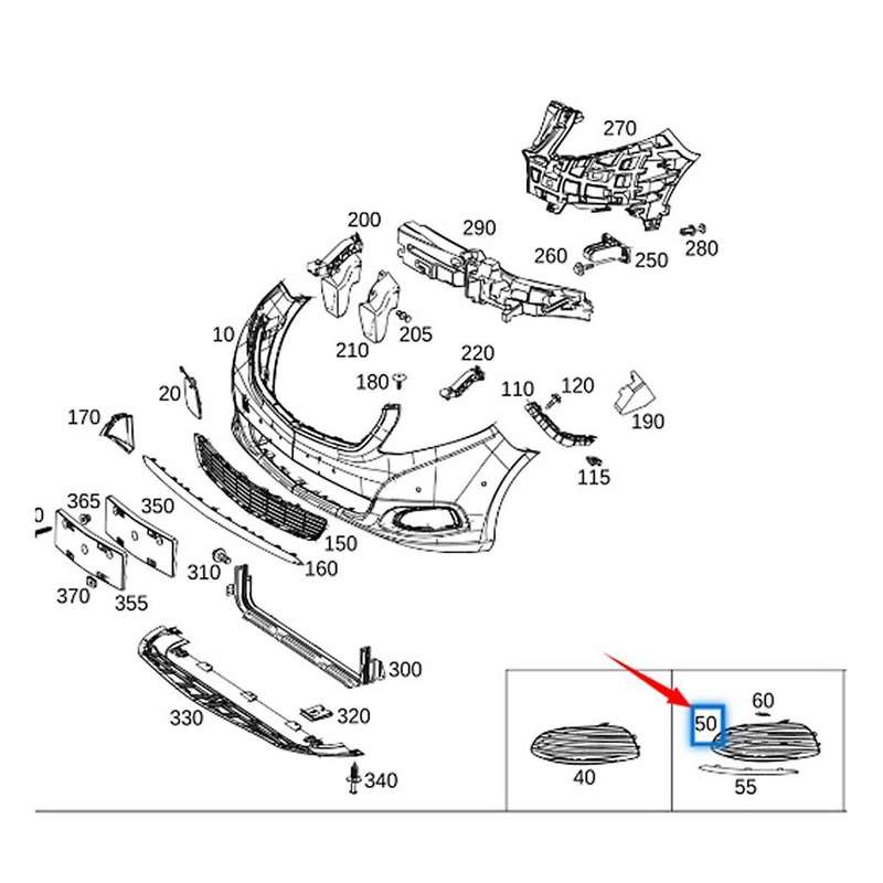 Car Fog Light Frame Base without Holes 4488840000, 4488840100 for / W448 2016-