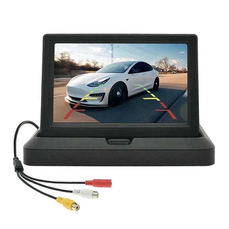 Car Folding Monitor Screen with 2 Way Video Input for Vehicle Rear View Camera Parking Backup Revers