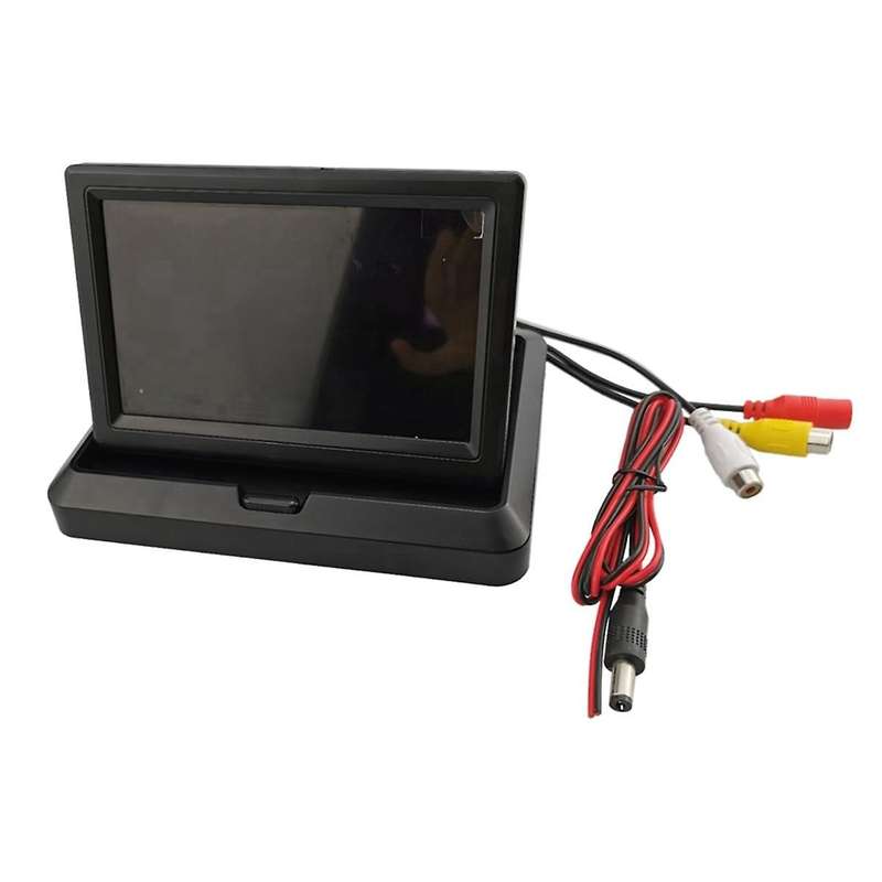 Car Folding Monitor Screen with 2 Way Video Input for Vehicle Rear View Camera Parking Backup Revers