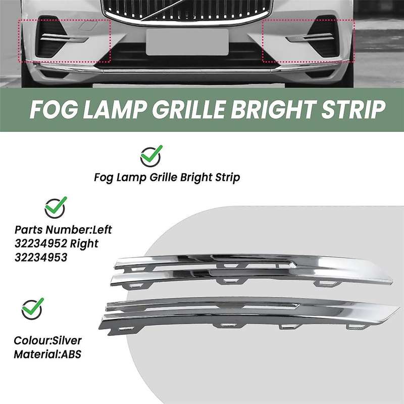 Car Front Bumper Fog Lamp Grille Bright Strip Chrome Plated 32234952 32234953 for XC60 2022