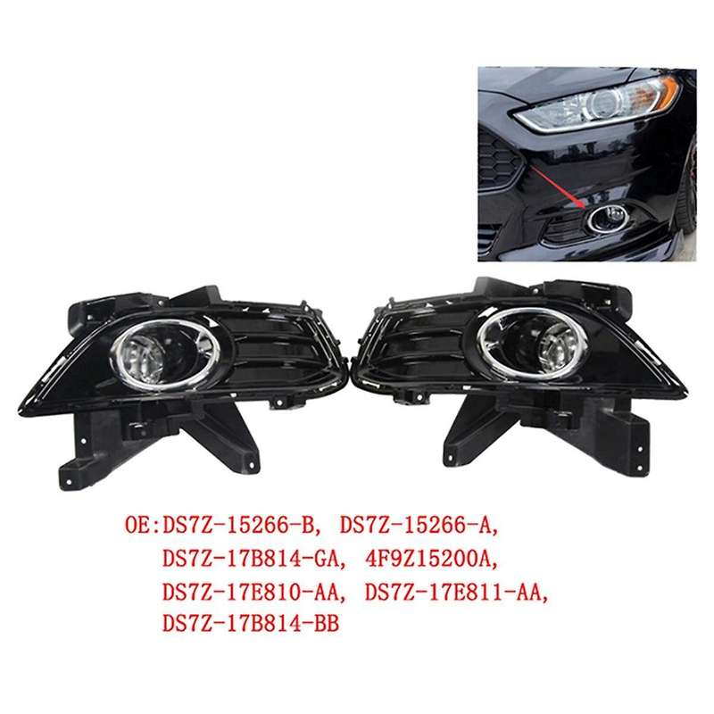 Car Front Bumper Fog Lamp Kit Lower Grille Fog Light for 2013-2016 Foglight Set 4F9Z15200A DS7Z-17B8