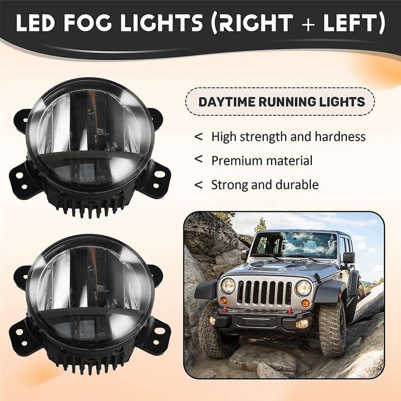 Car Front Bumper Fog Light Assembly for Wrangler JL 2018-2024 Yellow LED Daytime Running Light DRL