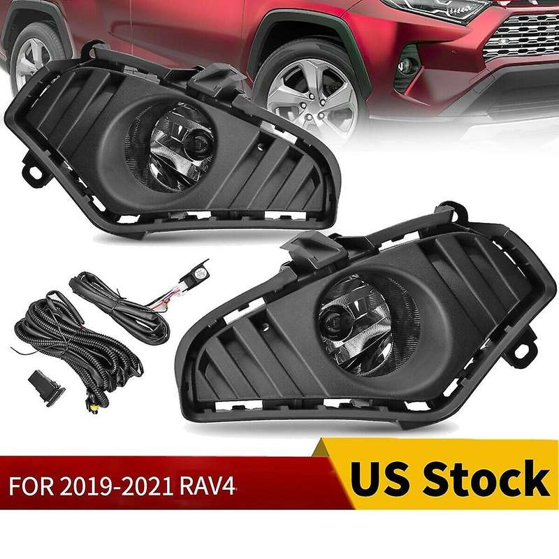 Car Front Bumper Fog Light Driving Lamp Kit Bezel Covers & Harness Switch for 2019 2020 2021