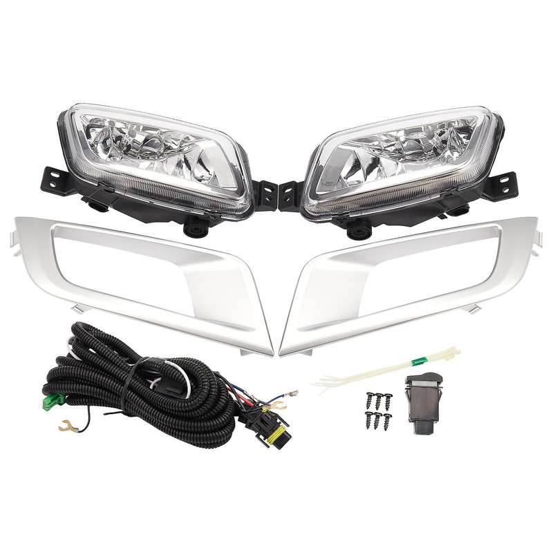 Car Front Bumper Fog Light Lamp Assembly with Bulb Switch Wiring Kit for 2015 2016 2017 2018