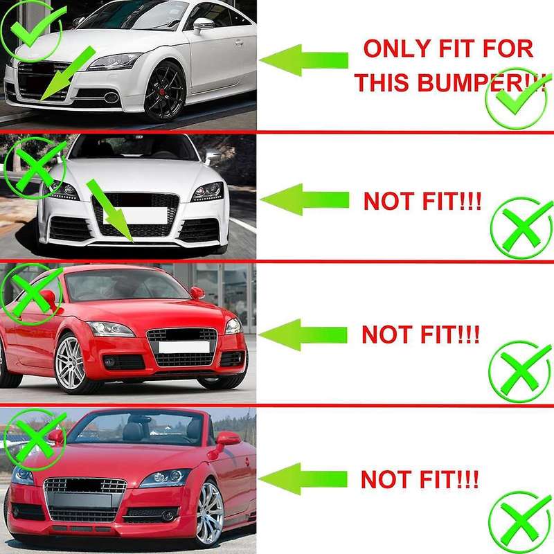 Car Front Bumper Fog Light Lamp Grilles Honeycomb Cover & Front Lower Grille for- TT MK2 TTS 2011-20
