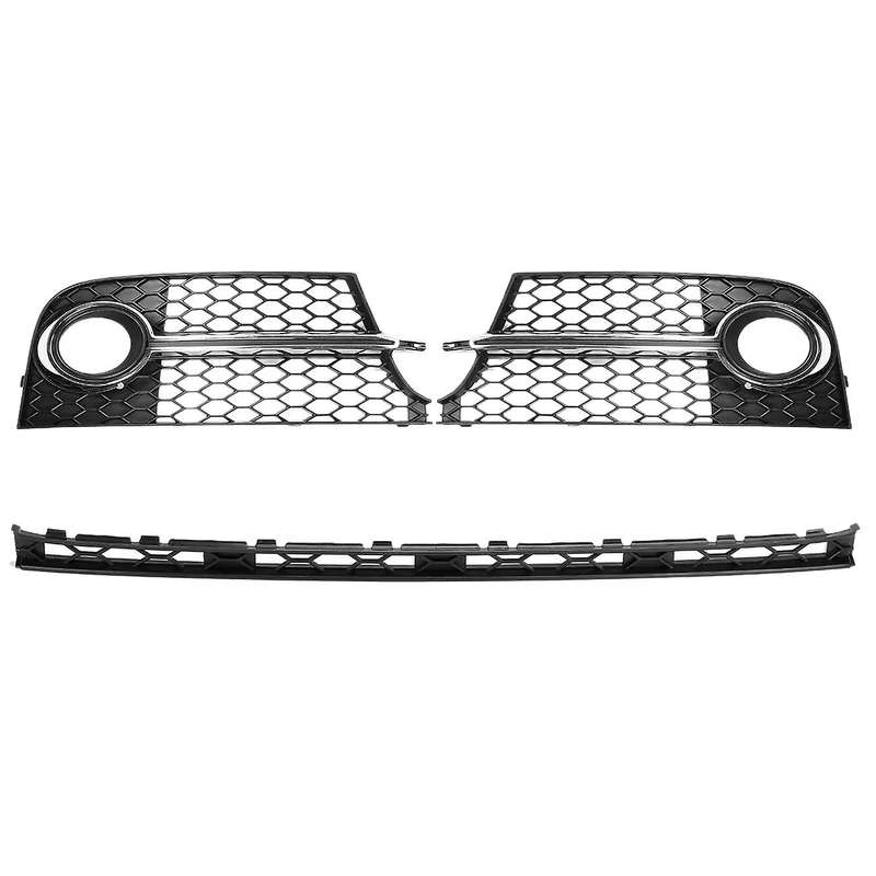 Car Front Bumper Fog Light Lamp Grilles Honeycomb Cover & Front Lower Grille for- TT MK2 TTS 2011-20
