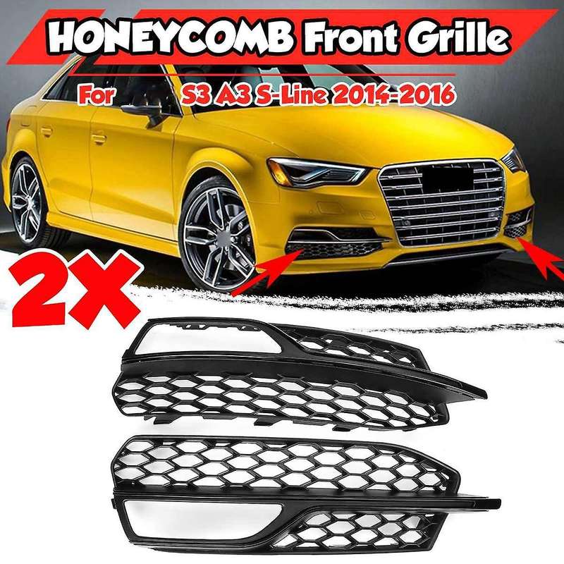 Car Front Bumper Fog Light Lamp Grille Cover Honeycomb Mesh Style for- S3 A3 S-Lines 14-16 8V3807682