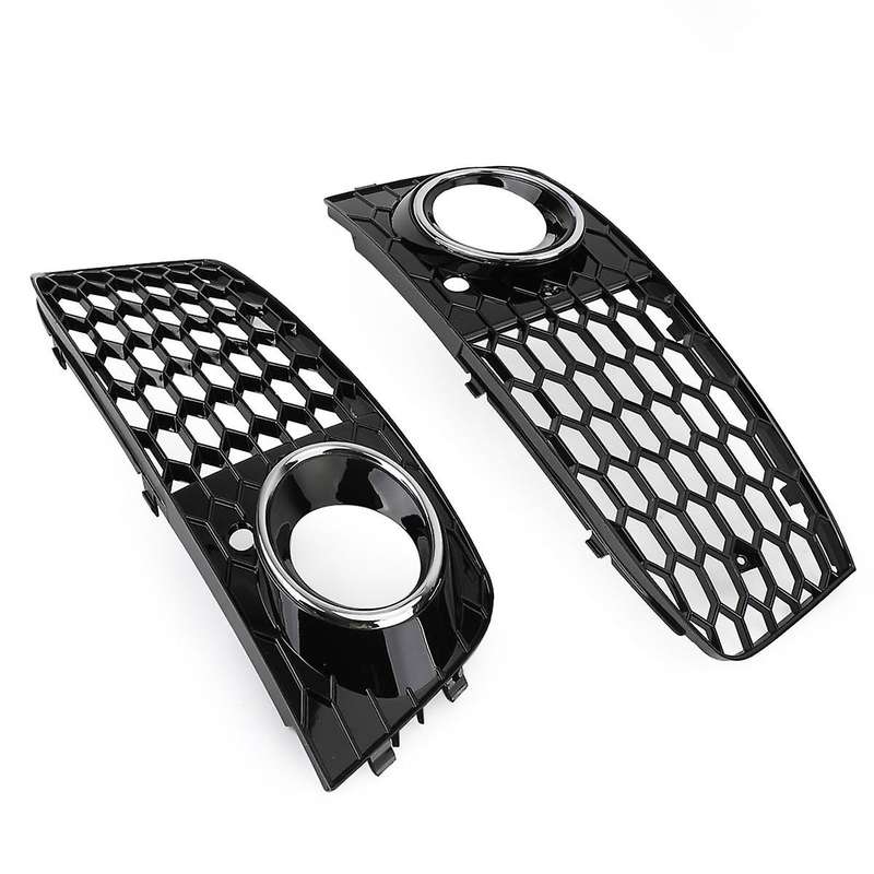 Car Front Bumper Fog Light Mesh Grille Cover for A4 B8 2009 2010 2011 2012 Fog Lamp Honeycomb Grill