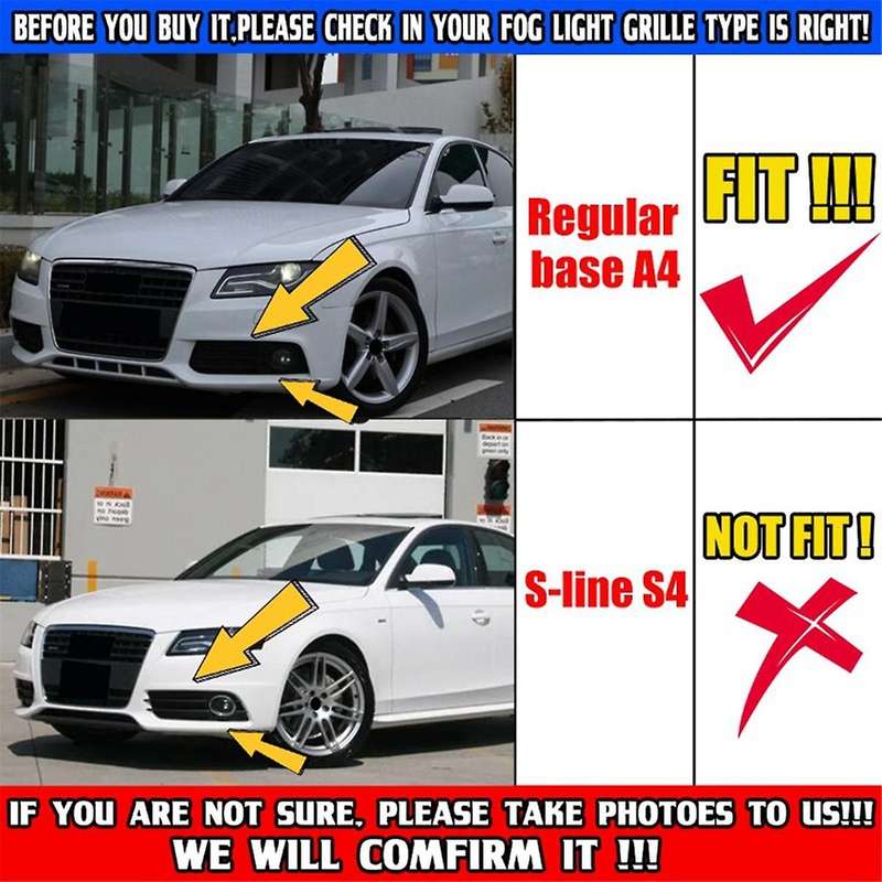 Car Front Bumper Fog Light Mesh Grille Cover for A4 B8 2009 2010 2011 2012 Fog Lamp Honeycomb Grill