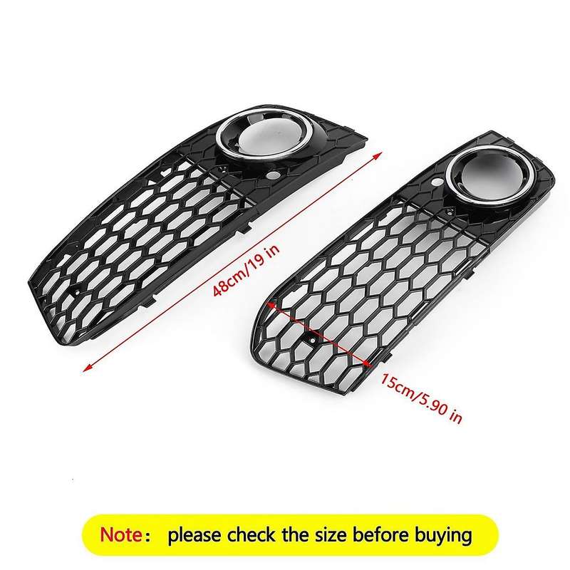 Car Front Bumper Fog Light Mesh Grille Cover for A4 B8 2009 2010 2011 2012 Fog Lamp Honeycomb Grill