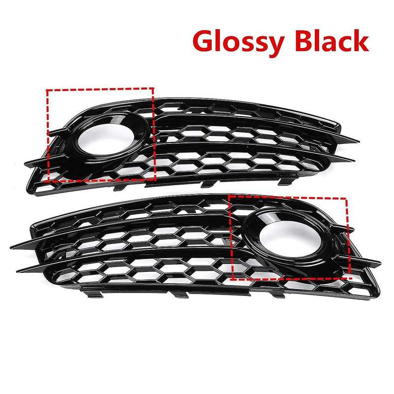 Car Front Bumper Fog Light Mesh Grille Cover for A4 B8 S4 2008-2012 Fog Lamp Honeycomb Grille Cover