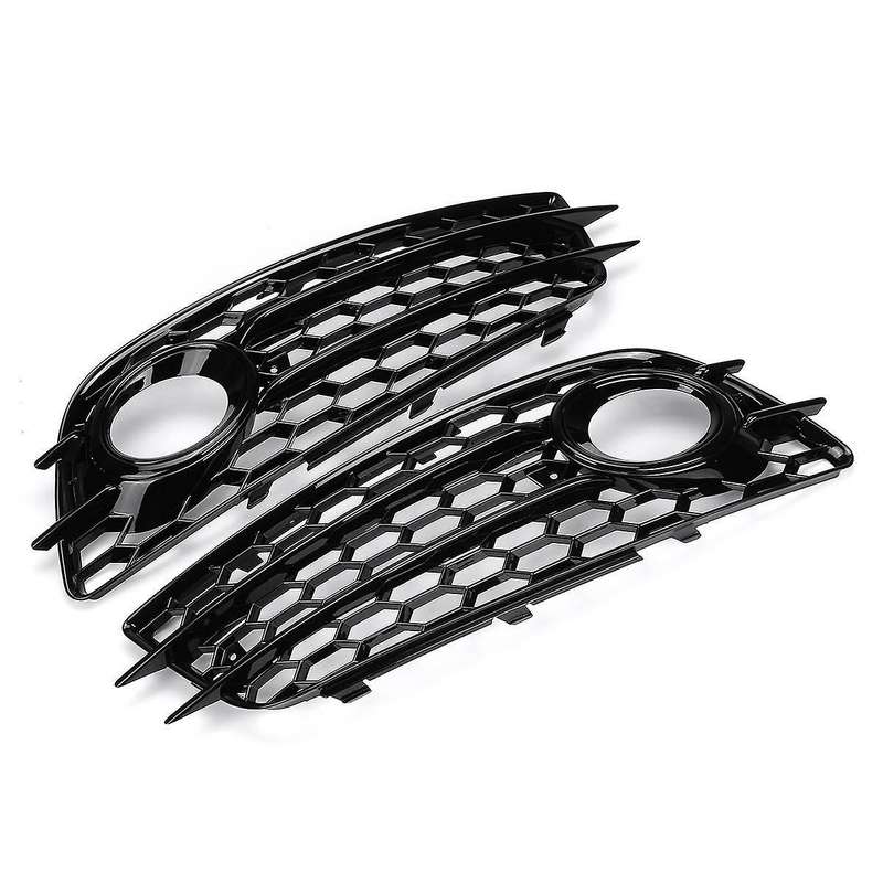 Car Front Bumper Fog Light Mesh Grille Cover for A4 B8 S4 2008-2012 Fog Lamp Honeycomb Grille Cover