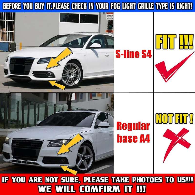Car Front Bumper Fog Light Mesh Grille Cover for A4 B8 S4 2008-2012 Fog Lamp Honeycomb Grille Cover