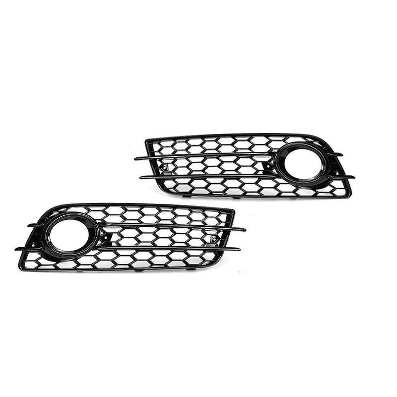Car Front Bumper Fog Light Mesh Grille Cover for A4 B8 S4 2008-2012 Fog Lamp Honeycomb Grille Covers