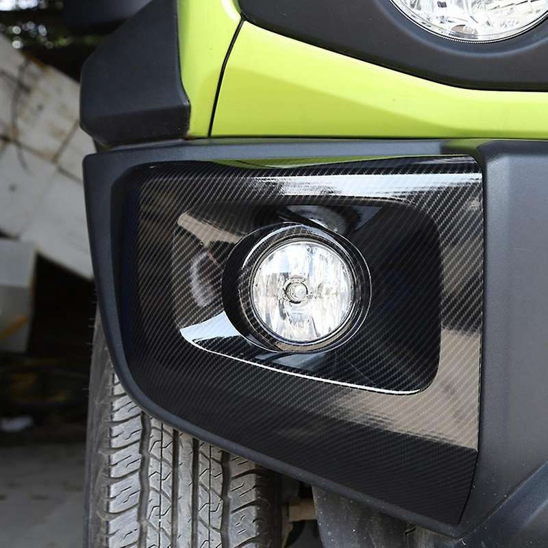 Car Front Bumper Fog Lights Lamp Cover ABS Decoration Accessories for Jimny 2019 2020 2021 ,Carbon F