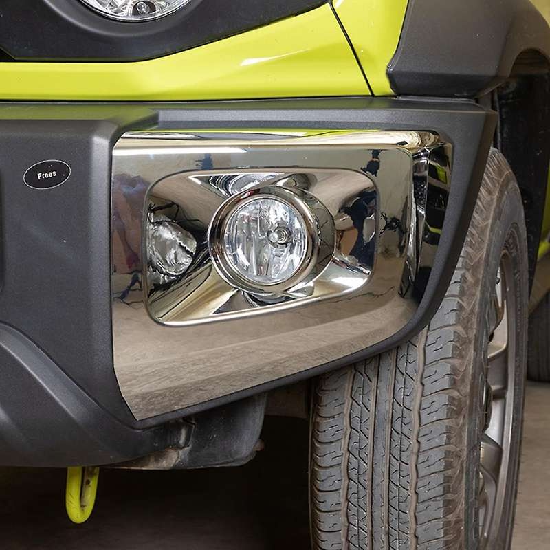 Car Front Bumper Fog Lights Lamp Cover ABS Decoration Accessories for Jimny 2019 2020 2021 ,Silver