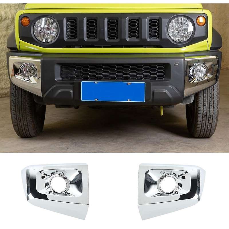Car Front Bumper Fog Lights Lamp Cover ABS Decoration Accessories for Jimny 2019 2020 2021 ,Silver