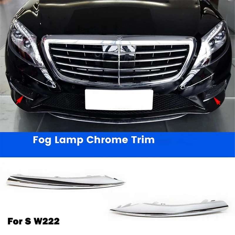 Car Front Bumper Grill Fog Lamp Chrome Trim for S Class W222 S400L S500L 4MATIC 2228852321 22288524