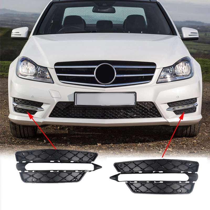 Car Front Bumper Grille Fog Lamp Cover Grille for W204 C-Class 2012-2014 2048851353 2048851453