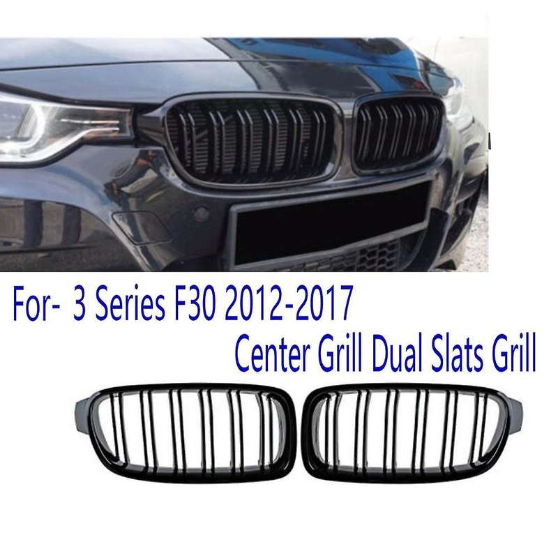 Car Front Bumper Grilles Hood Center Grill Dual Slats Grill for 3 Series F30 320DX/320I/340IX 2012-2