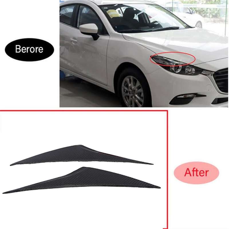 Car Front Bumper Headlight Eyelid Eyebrow Lamp Trim for Axela 3 M3 2014-2016