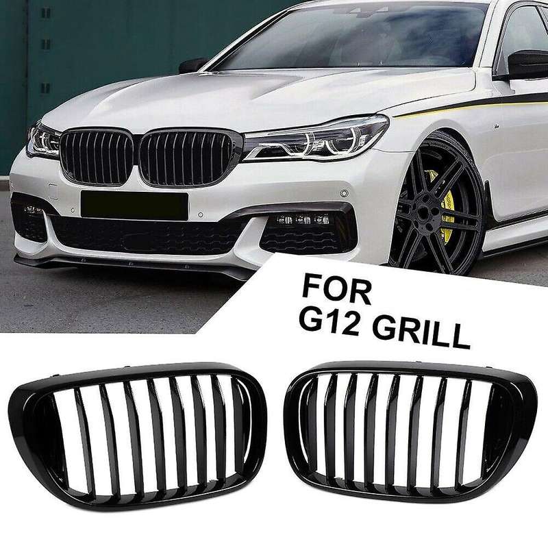 Car Front Bumper Kidney Grille Glossy Black for 7 Series G11 G12 2017-