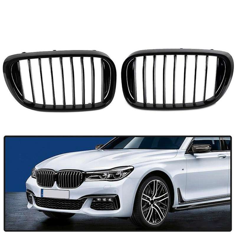 Car Front Bumper Kidney Grille Glossy Black for 7 Series G11 G12 2017-